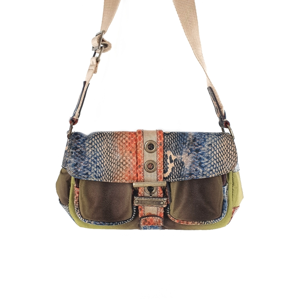 Mondani Green Faux Snakeskin Shoulder Bag